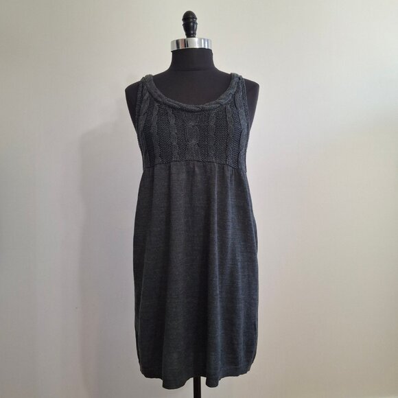Babydoll  Cable Knit Dress Jumper Size M Empire Waist Chunky Cable Knit on Top - Picture 1 of 16